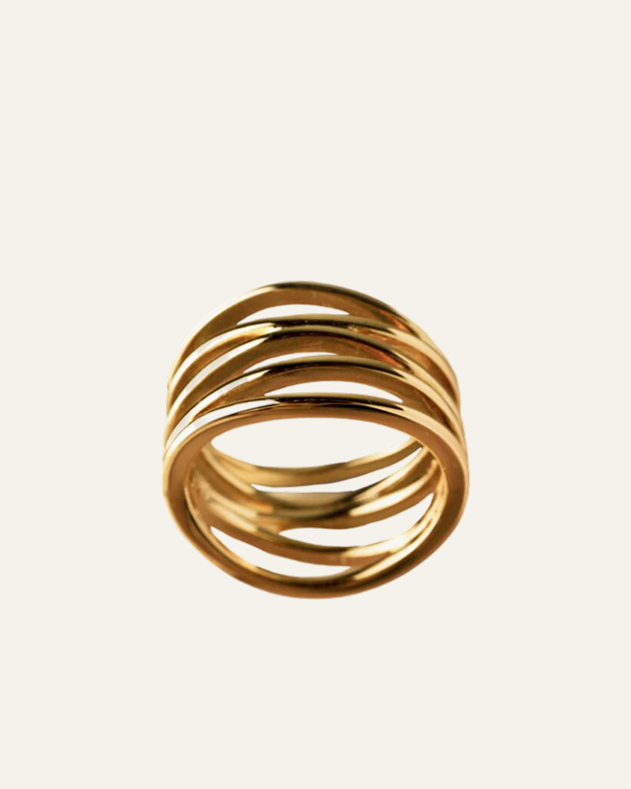 Cross Ring Intertwined Gold Ring