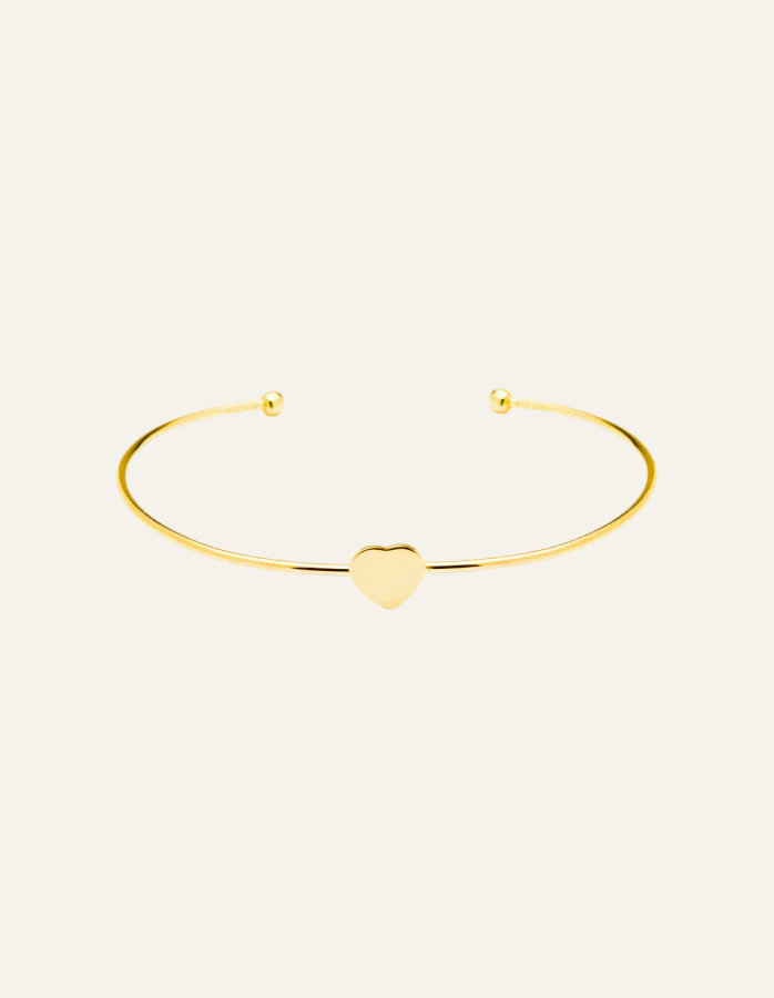 14K Yellow Gold Heart Bangle Bracelet