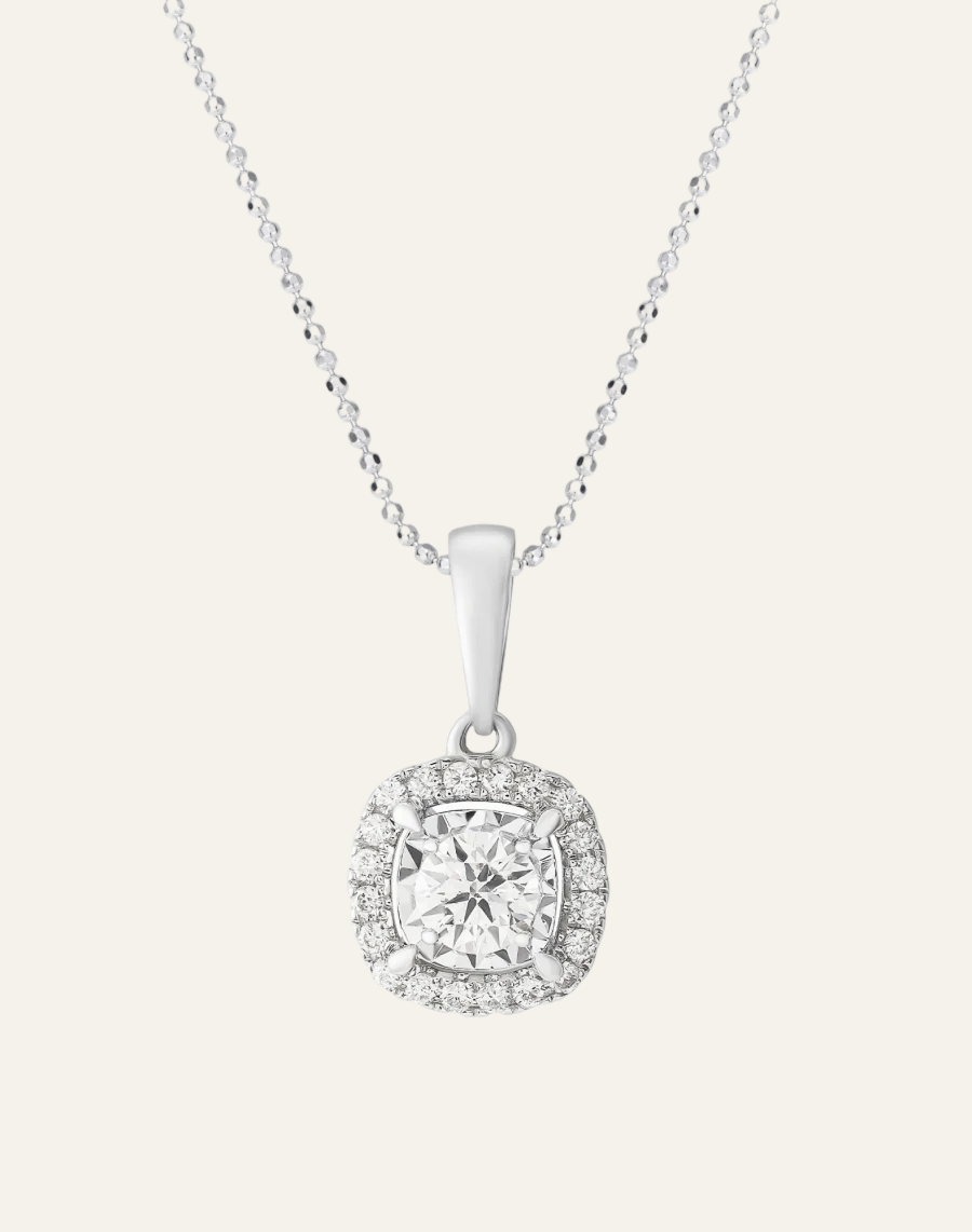1ct Sparkling Halo Diamond Moissanite Pendant