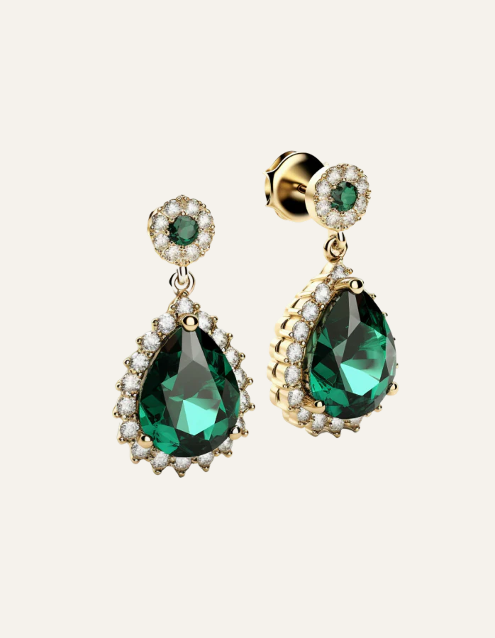 Gold Teardrop Crystal Bridal Earrings