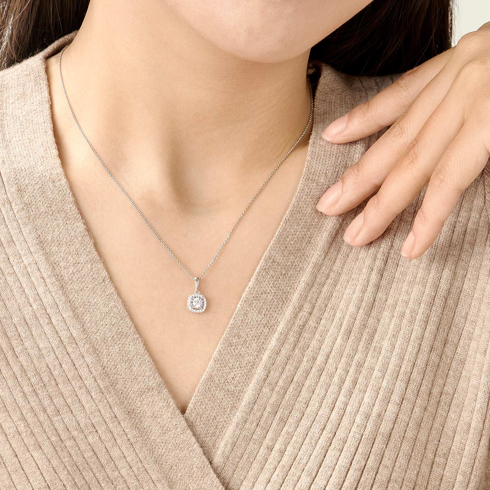 1ct Sparkling Halo Diamond Moissanite Pendant