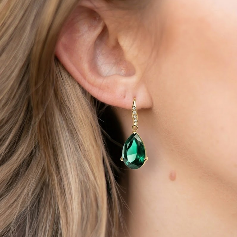 Diamond Teardrop Drop Earrings