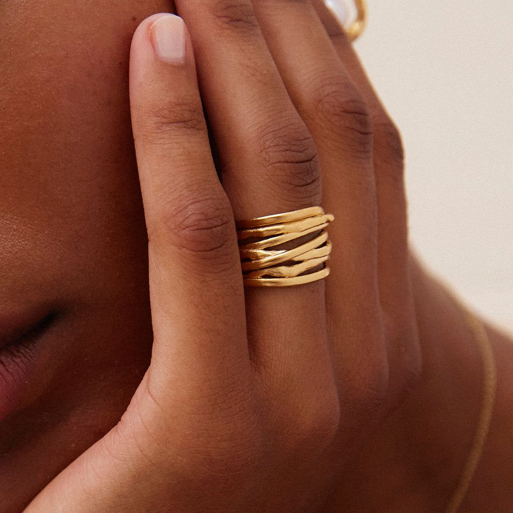 Cross Ring Intertwined Gold Ring